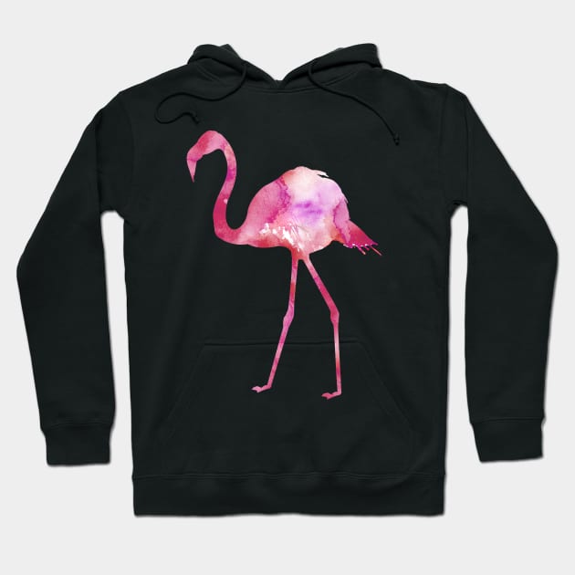 Pink Flamingo Watercolor Painting Hoodie by Miao Miao Design